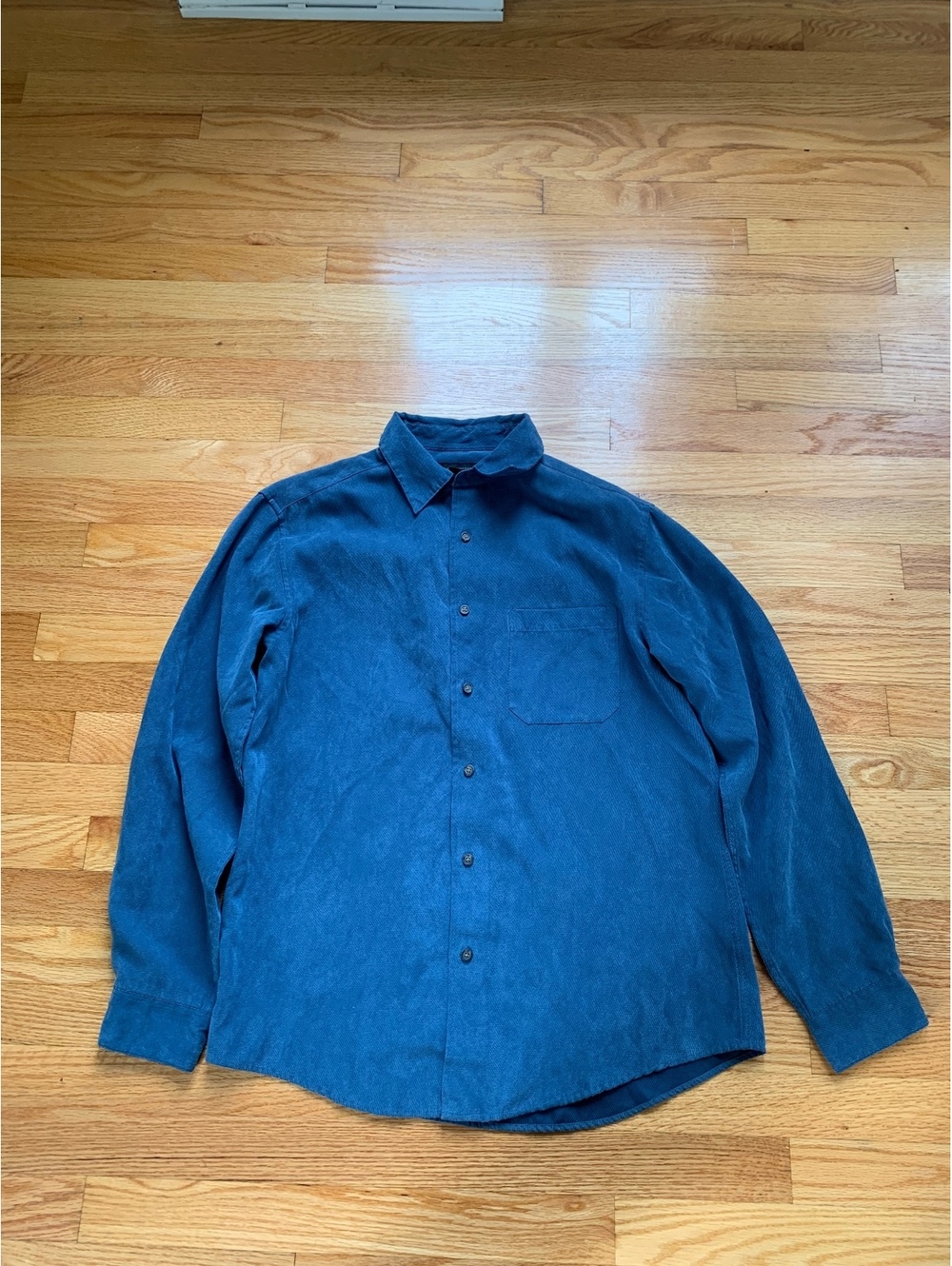 Covington Blue Corduroy Button Front Shirt Medium